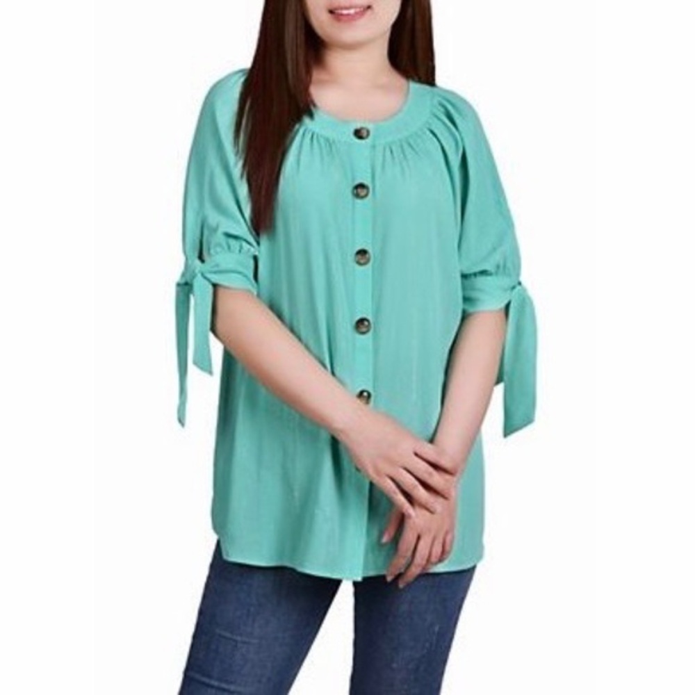 NY Collection Metallic Blouse